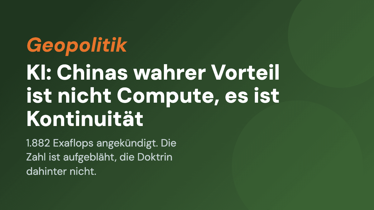 KI: Chinas wahrer Vorteil ist nicht Compute, es ist Kontinuität