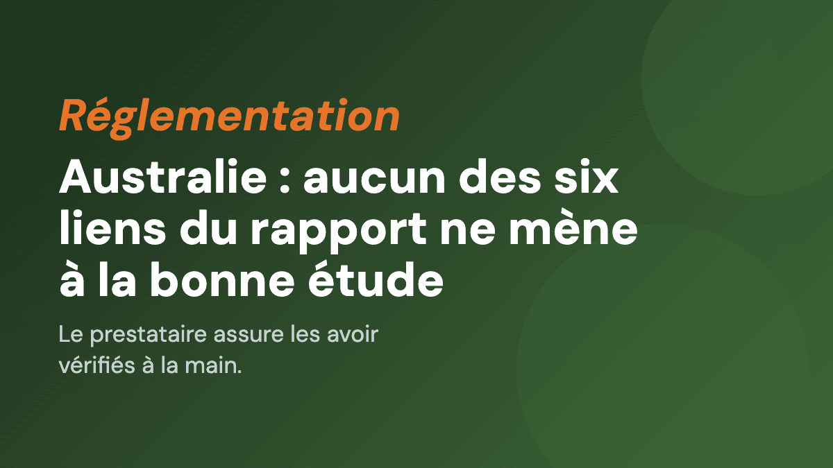 Australie : aucun des six liens du rapport ne mène à la bonne étude