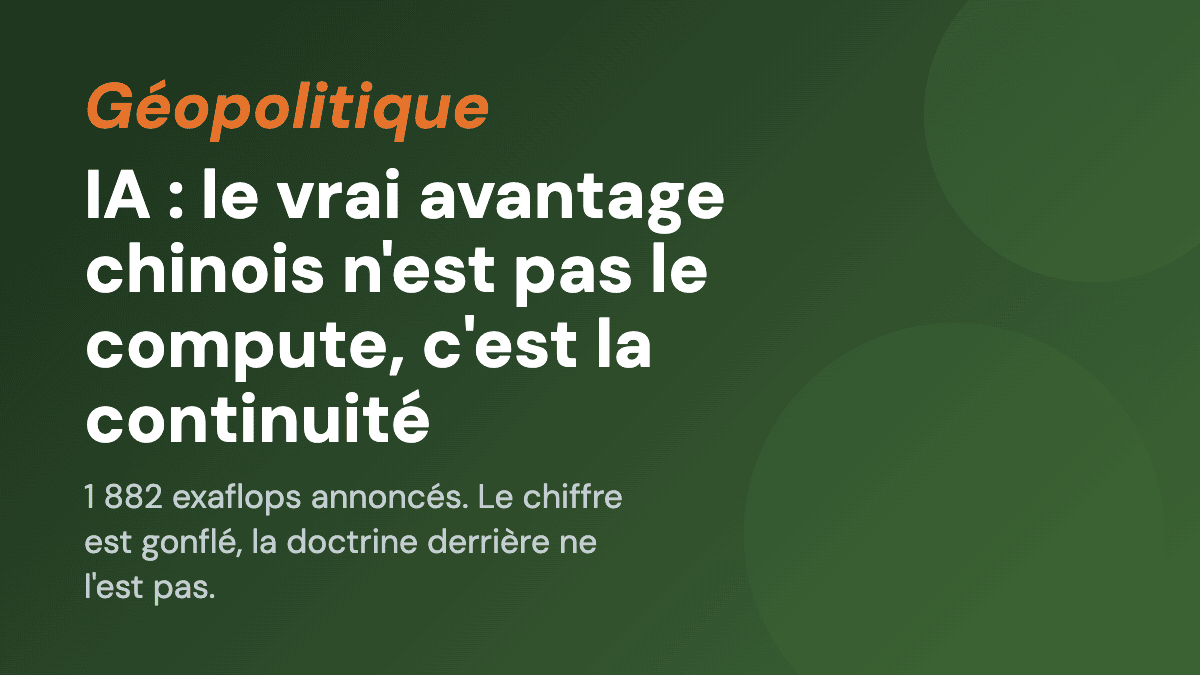 IA : le vrai avantage chinois n'est pas le compute, c'est la continuité