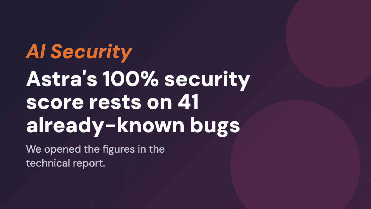 Astra's 100% security score rests on 41 already-known bugs